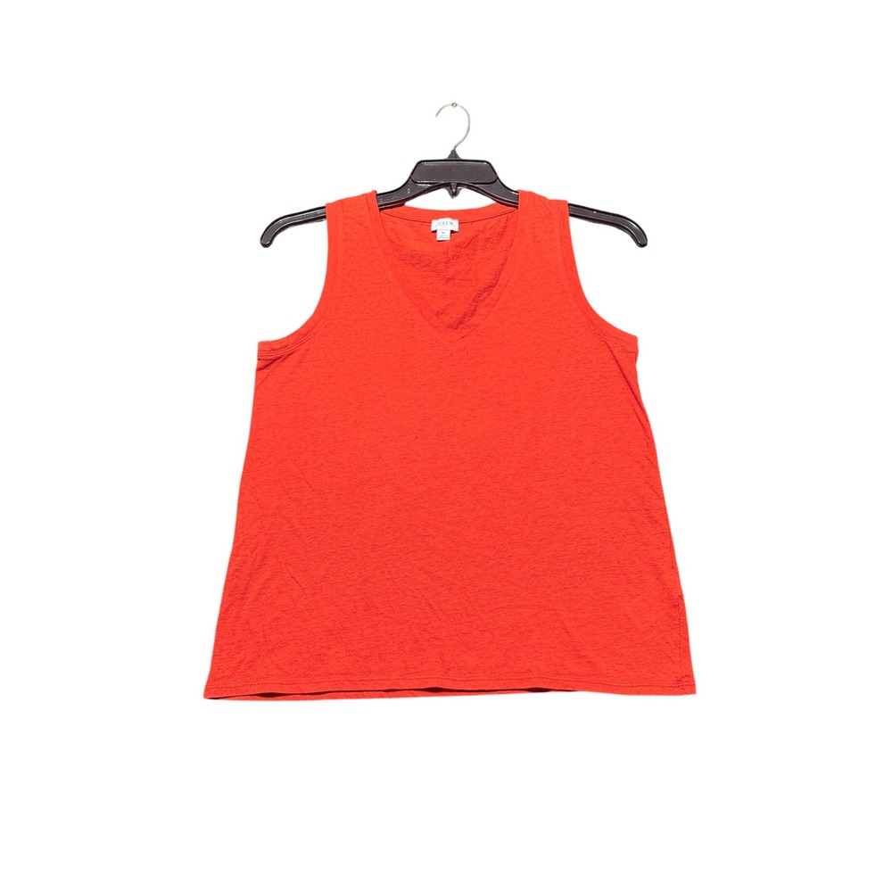 J.Crew Tank Top Women M Red Excellent V-Neck‎ Slub Cotton Blend AY261